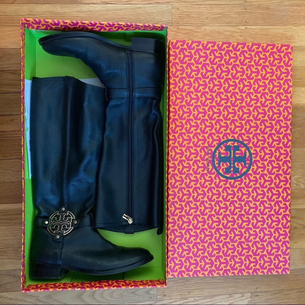 Tory Burch Black Leather Riding Boots